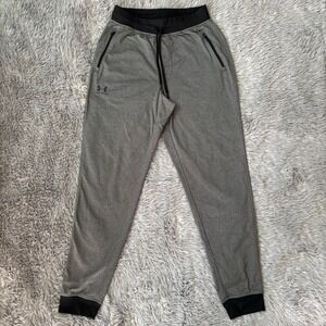 Under Armour Drifit Athletic Jogger Pants Gray Black Mens Medium Casual Workout
